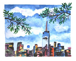 york painting skyline watercolor paintings cityscape mccrea derek