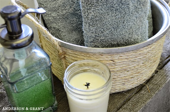 An old saucepot has been turned into a decorative storage basket....fast and easy DIY! | www.andersonandgrant.com