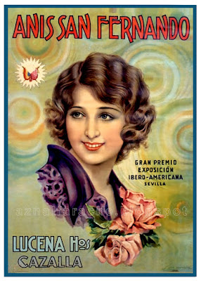 Cartel publicitario de Anís San Fernando de Lucena Hermanos 1930 - CAZALLA - Juan José Barreira Polo