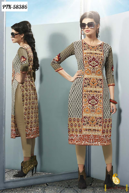 Latest Stylish Trendy Multi Color Cotton Straight Long Kurtis Tunics For Modern Girls Online Shopping with Lowest cost Prices at pavitraa.in