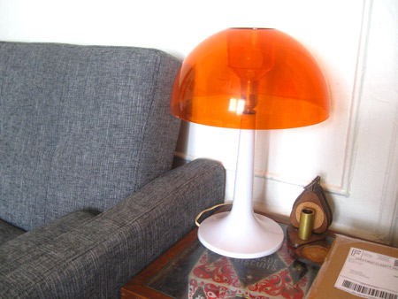 ismoyo's vintage playground: mod orange mid century gilbert softlite mushroom lamp