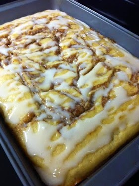 Cinna-bun Cake in the oven