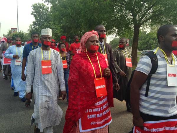 Pics Bbog Group Hold Silent Match To Mark 1 Year Since Abduction Of Chibok Girls 