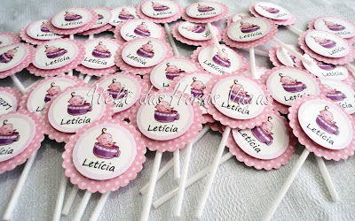 festa wrapper topper cupcake personalizado bebê rosa