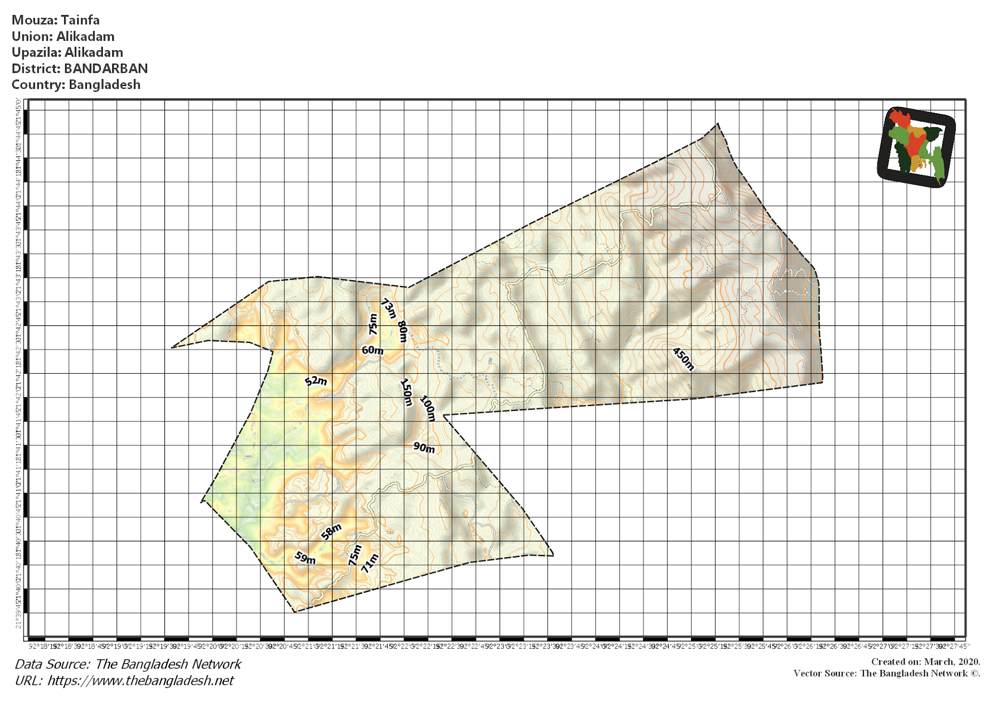 Map of Tainfa Mouza of Alikadam Upazila, BANDARBAN Map of Tainfa Mouza of Alikadam Upazila, BANDARBAN, Bangladesh.