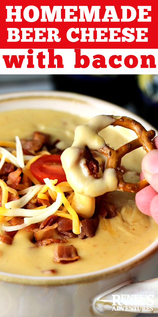 Beer Cheese Dip with Bacon pin for Pinterest