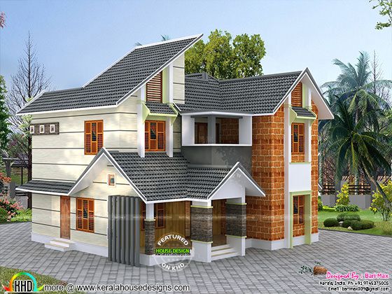 Kerala style mix modern double height house Kerala style mix modern double height house