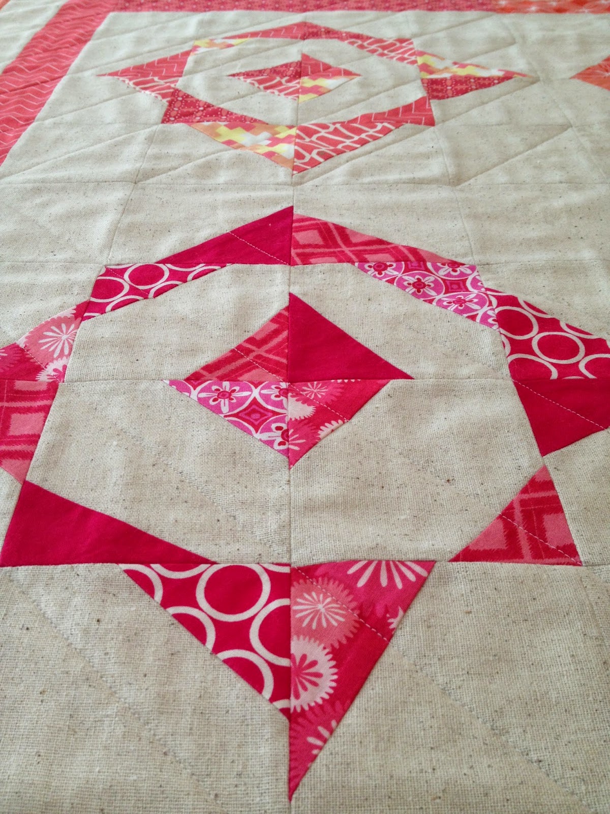 A Blue Sky Kind of Life Flippin' Triangle baby quilt A finish!