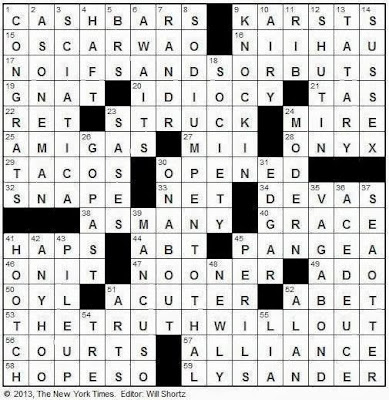 The New York Times Crossword in Gothic: 11 15 13 Stone