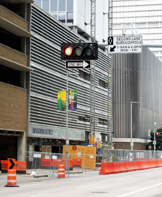 Milam Street partially closed off in front of Downtown District Office and former Subway sandwich shop Milam Street partially closed off in front of Downtown District Office and former Subway sandwich shop