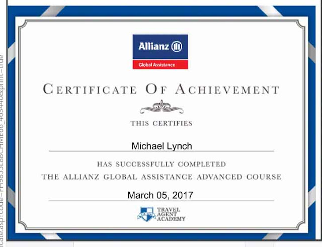 Allianz Global Assistance Advanced, course, certificate