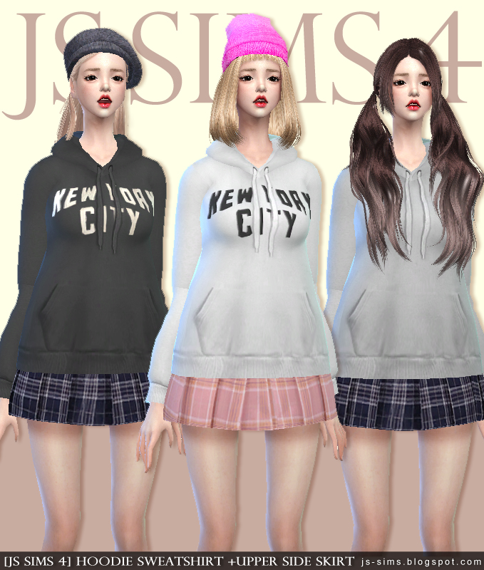 [JS SIMS 4] Hoodie Sweatshirt +Upper side skirt