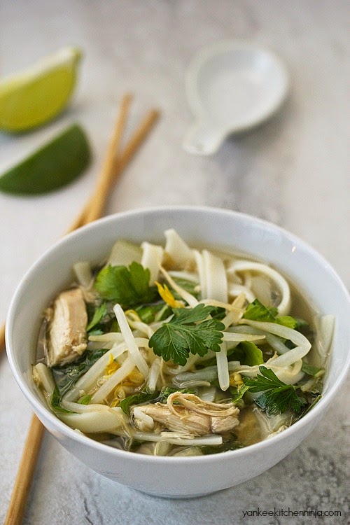 Slow cooker chicken pho Yankee Kitchen Ninja