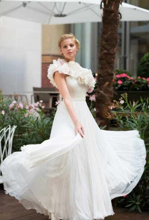 Robe bustier mousseline de soie plissée FANNY LIAUTARD Créatrice de robe de mariée