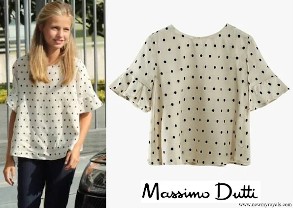 Crown Princess Leonor wore Massimo Dutti polka-dot blouse