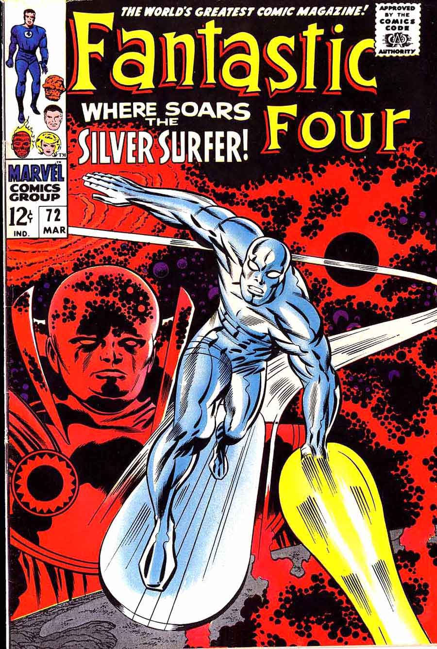 Fantastc Four v1 #72 silver surfer 1960s silver age comic book cover art by Jack Kirby