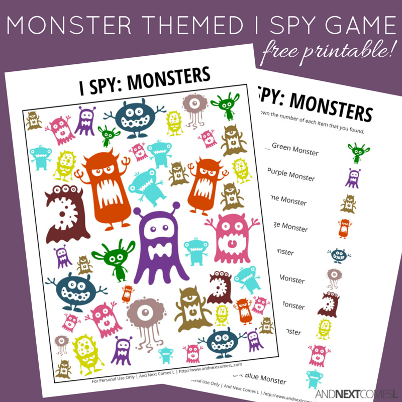 Monster Themed I Spy Activity Totally free Printable for Children And image regarding Printable Monster referred to as Monster Themed I Spy Activity Free of charge Printable for Youngsters And