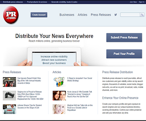 PR.com webpage PR.com helps enhance your online presence