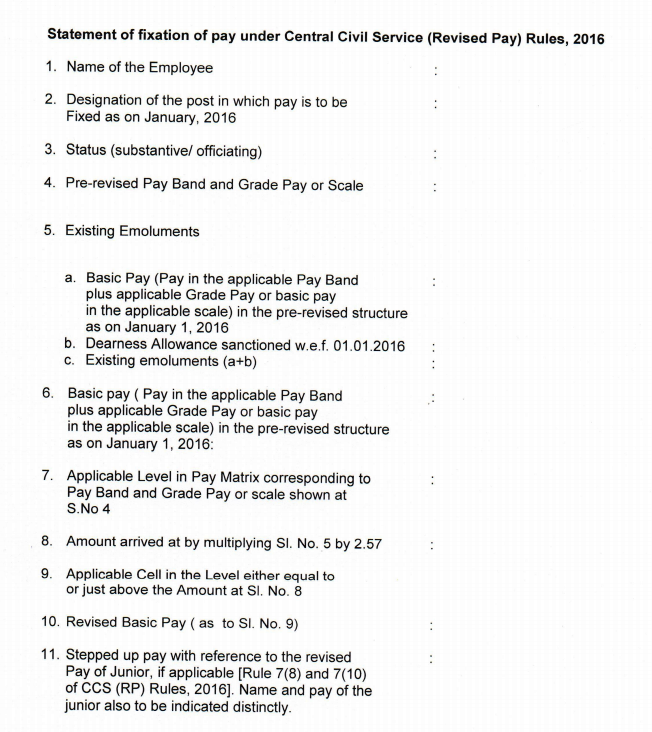 AIPEU KORAPUT DIVISIONAL BRANCH STATEMENT OF FIXATION OF PAY UNDER