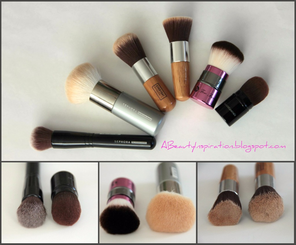 Mineral powder makeup brushes
