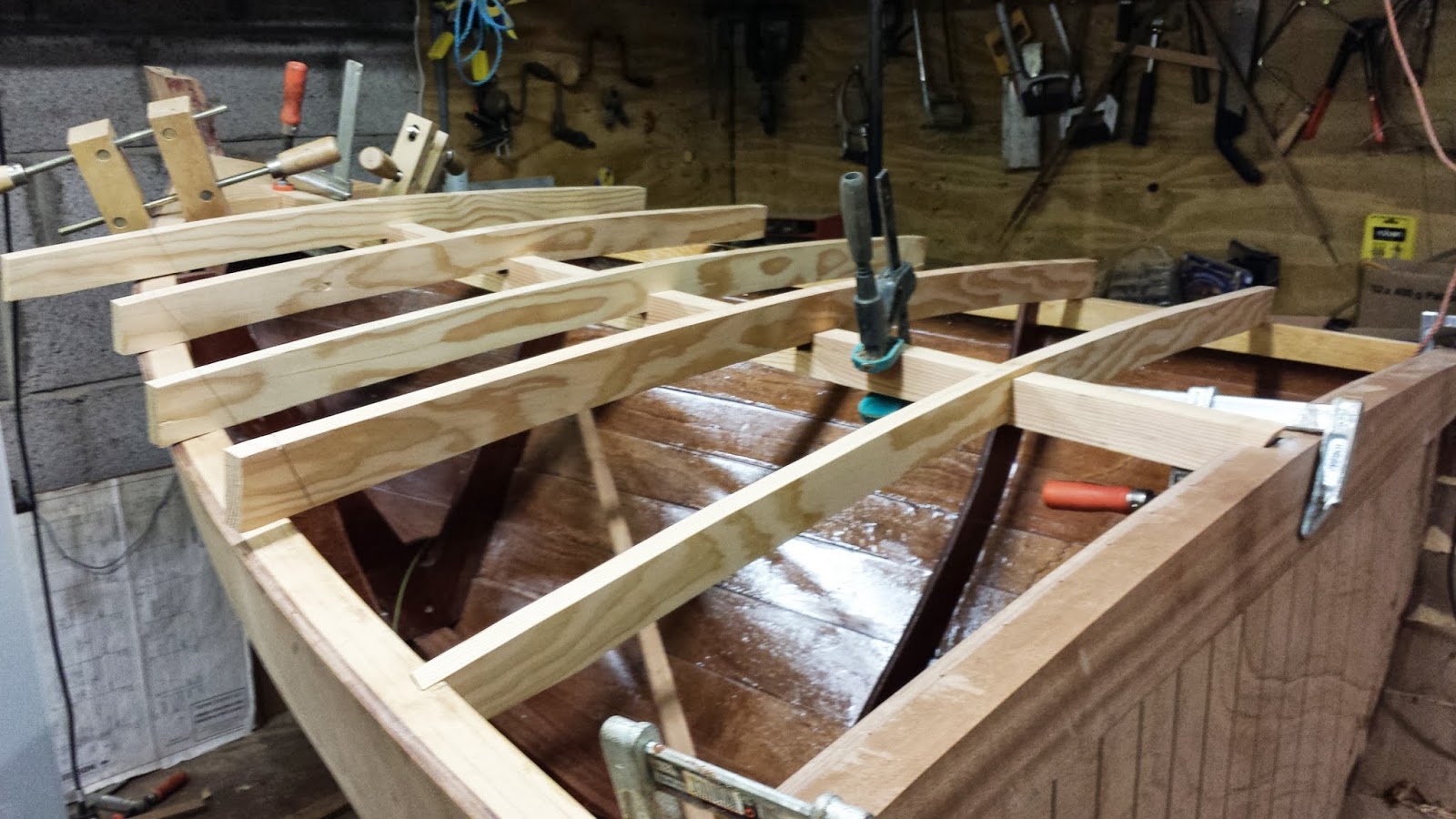 First time wooden boat builder Somes Sound 12 1/2 Deck Beams & Stringers