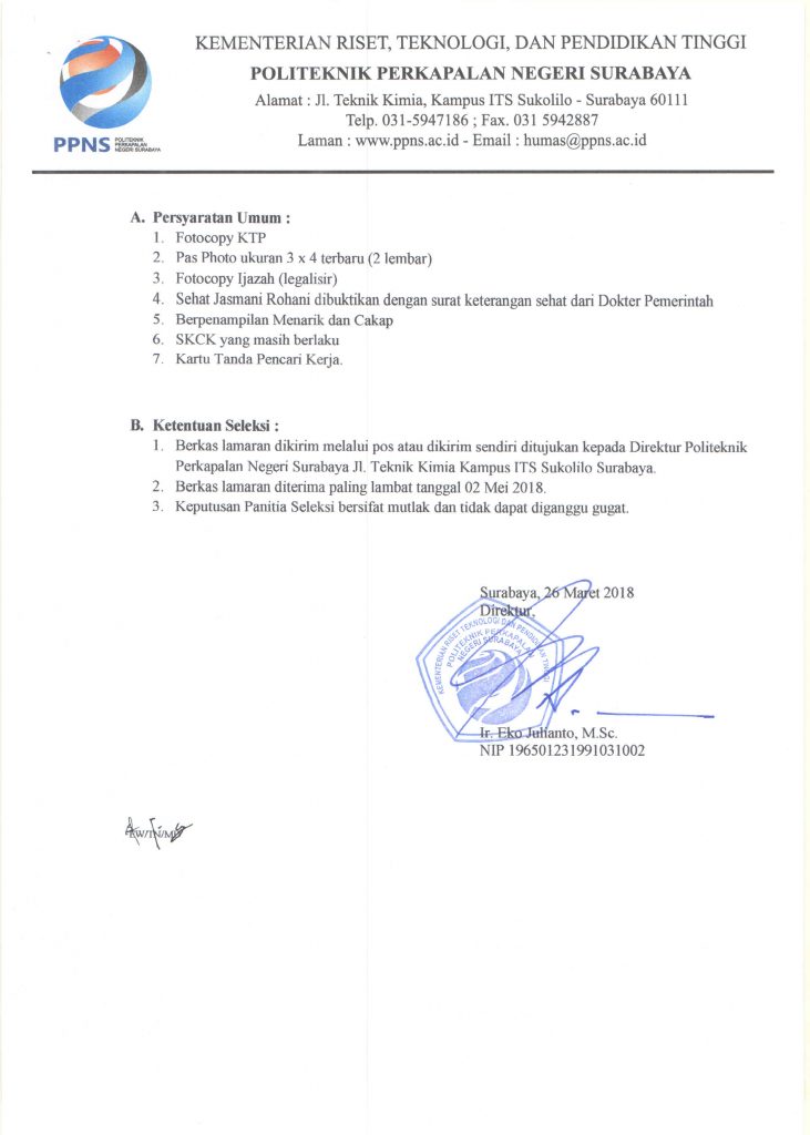 Trend Persyaratan Politeknik Perkapalan Negeri Surabaya