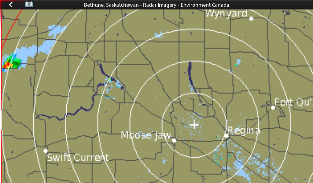 Canadian Prairie Storms Radar. Echo tops and visible