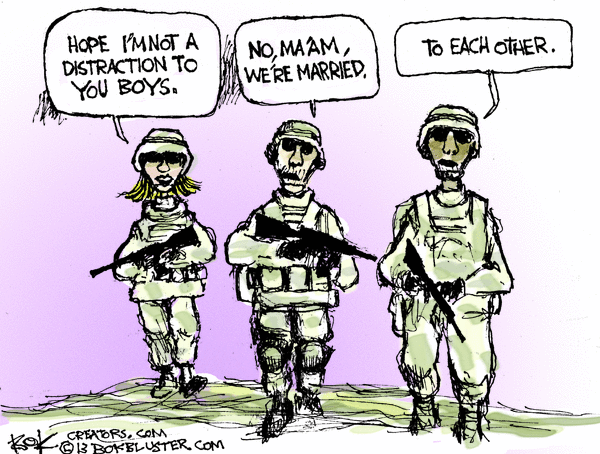 Women in the military - cartoon