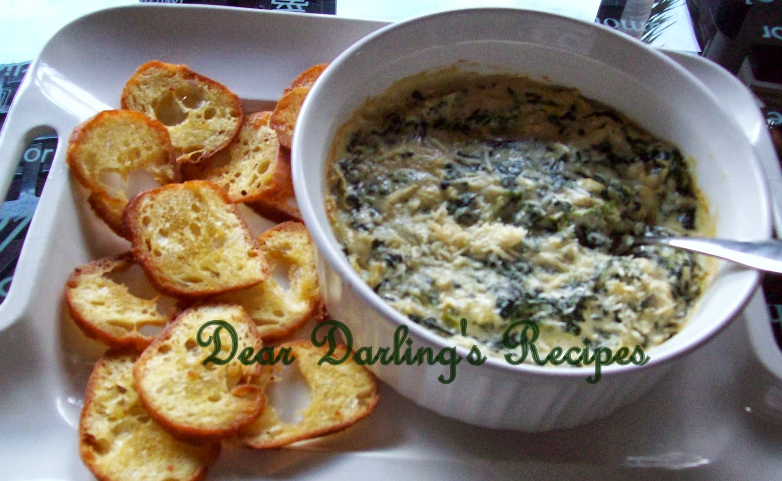 Dear Darling's Recipes Alfredo Spinach Artichoke Dip