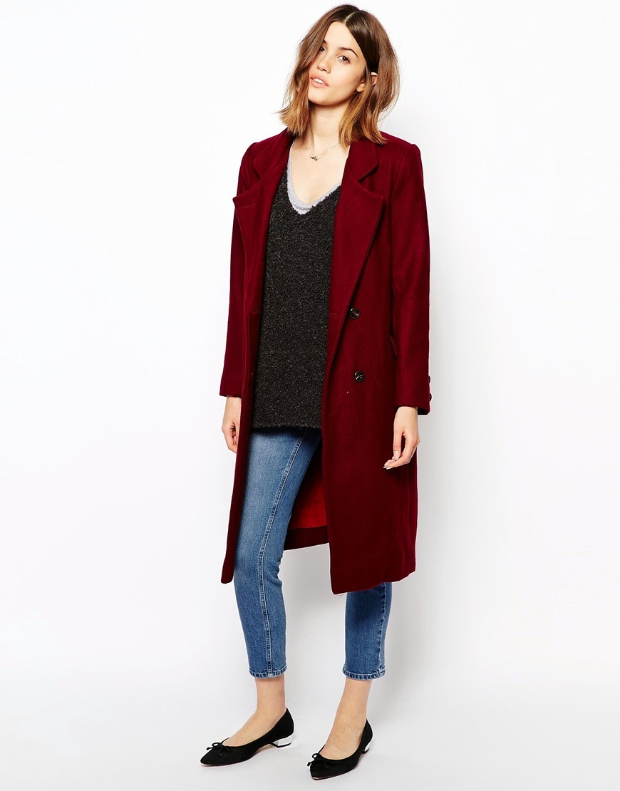 ganni burgundy coat