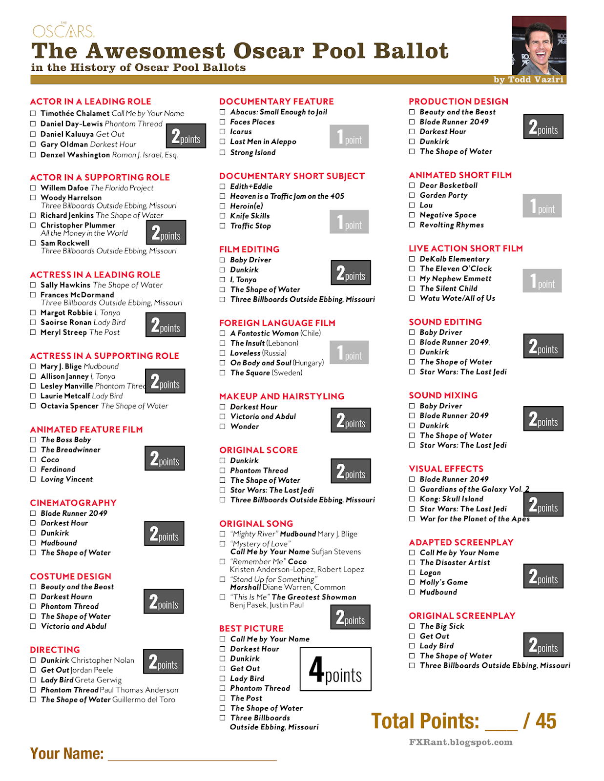 Oscar 2023 Printable Ballot Printable World Holiday Oscar 2023 Printable Ballot Printable World Holiday