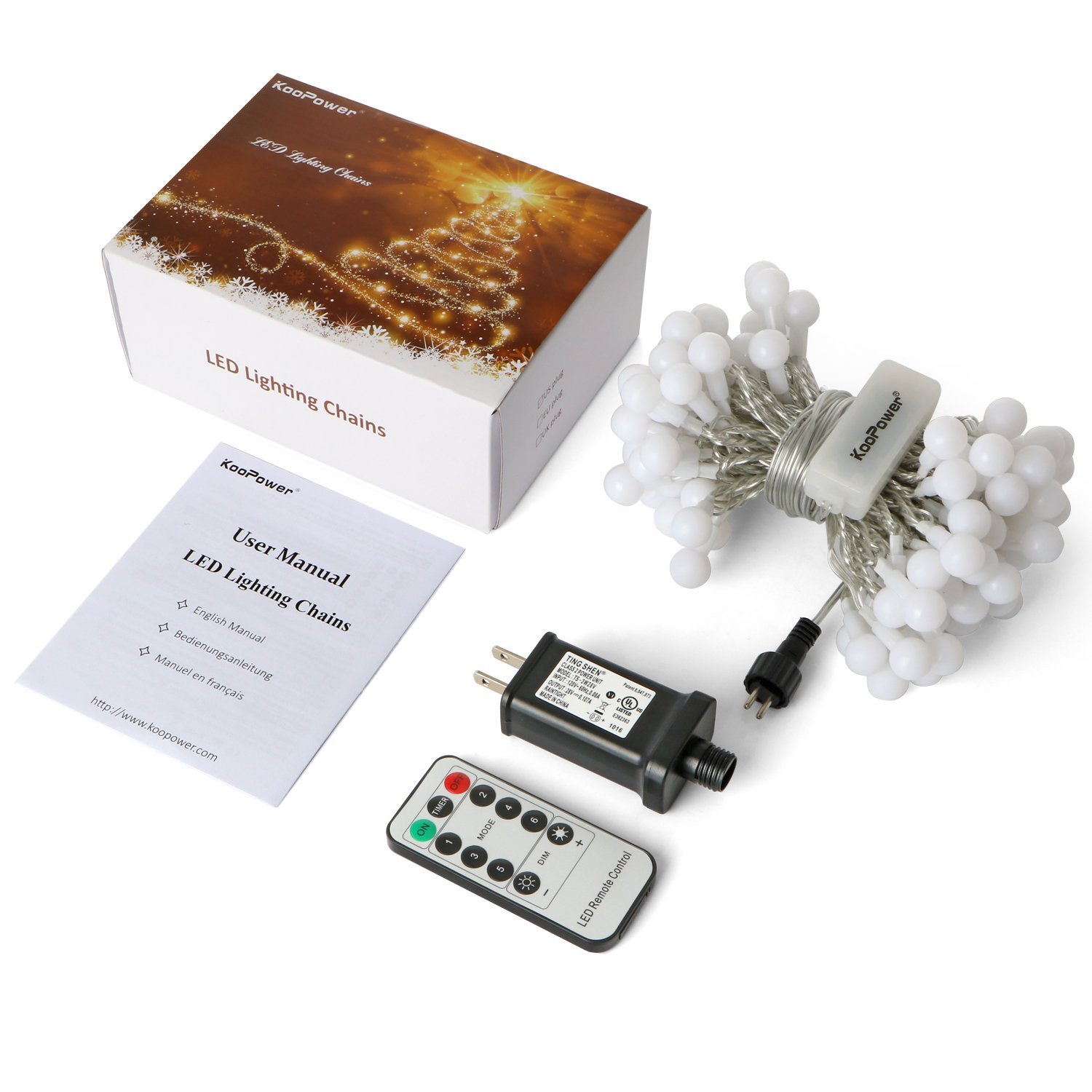 KooPower KooPower 39ft 100 LEDs Indoor Colorful Globe String Lights