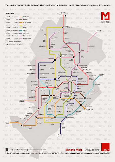 Mapa do metrô de Belo Horizonte