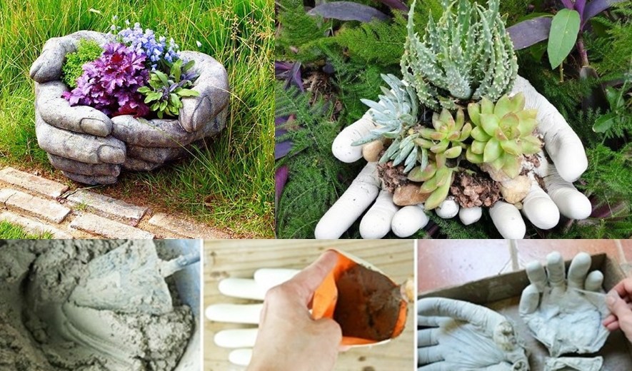 DIY Concrete Garden Hands
