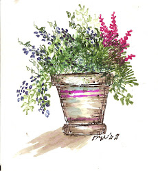 watercolor pot flower flowers water impressions vegetable cart pots paintings colors painting cards stamps mary watercolour plants potted wc witter
