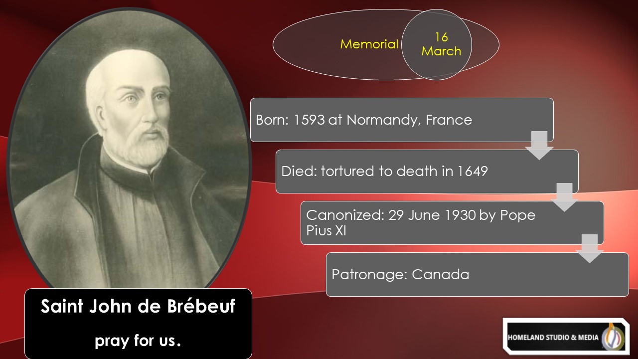 A 5MINUTE OUTREACH Saint John de Brébeuf pray for us!