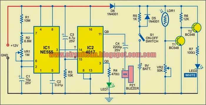 Power-on Reminder with LED Lamp Circuit Diagram | Super Circuit Diagram