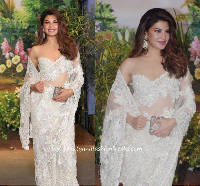 Jacqueline Fernandez In Manish Malhotra At Sonam-Anand's Wedding Reception