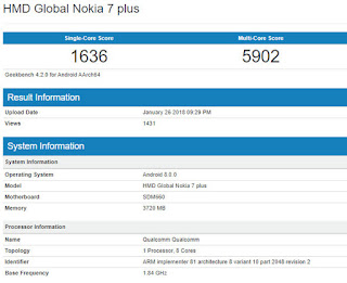 Nokia 7 geekbench listing