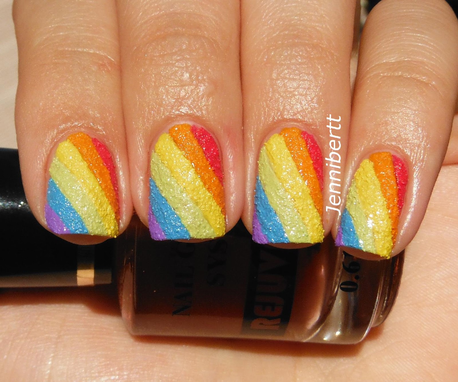 Jennibertt's Nails: Textured Rainbow Stripes