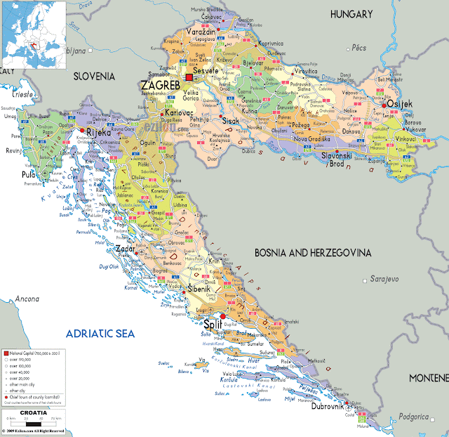 Mapa da Croácia