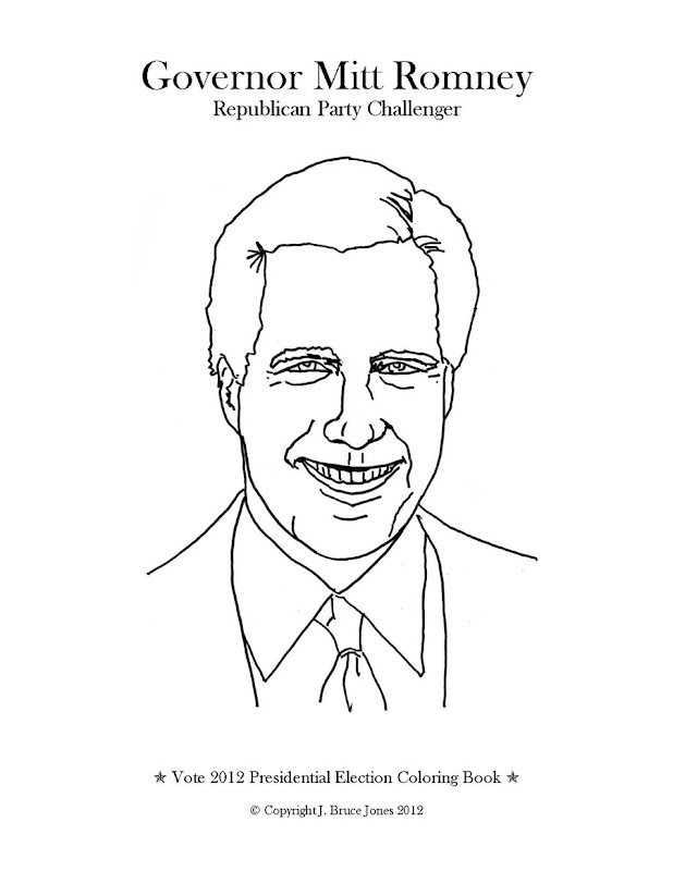 Gov. Mitt Romney coloring page, running for President of the USA title=