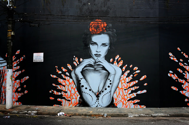 "Splash" a new sexy street art collaboration by Fin DAC and Angelina Christina in Sao Paulo Brazil. 4