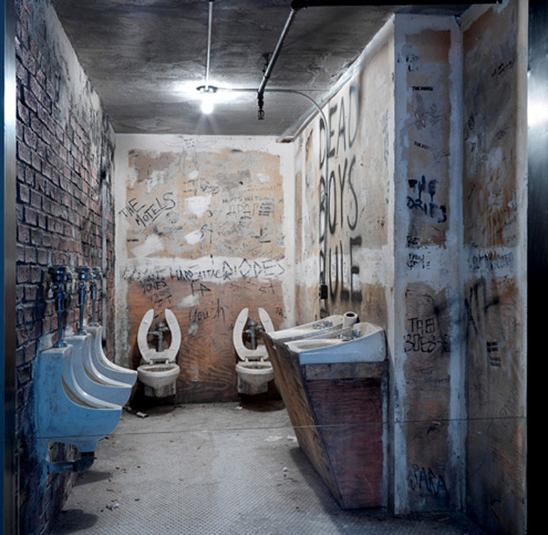 reproduction of the bathroom at CBGB