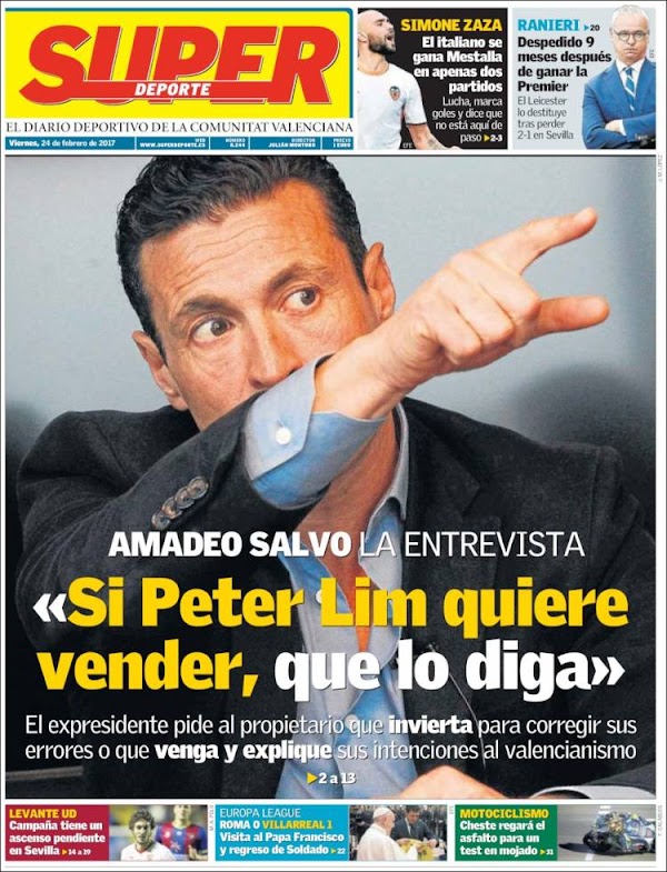 Amadeo Salvo, Superdeporte: "Si Peter Lim quiere vender, que lo diga"