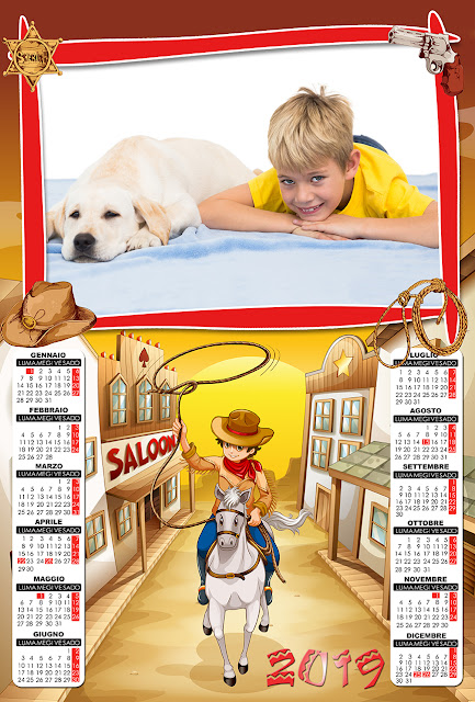 Calendario 2019 per bambini con spazio per foto orizzontale