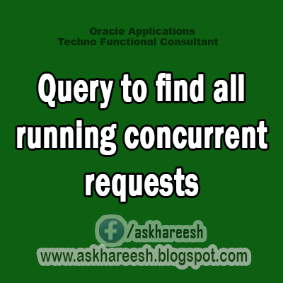 Query to find all running concurrent requests, AskHareesh blog for Oracle Apps