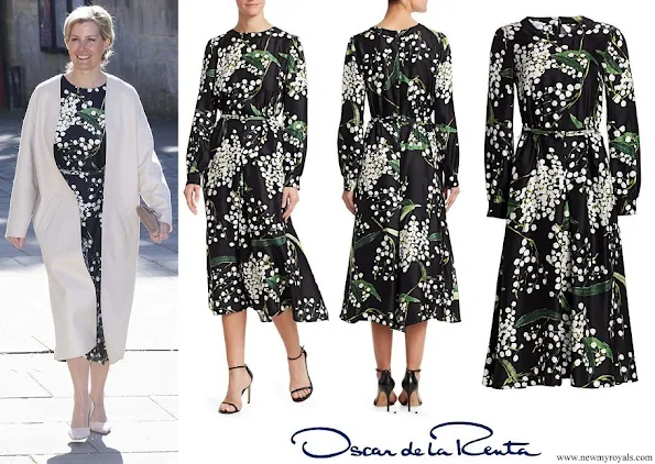 The Countess of Wessex wore a floral silk midi dress by Oscar de la Renta