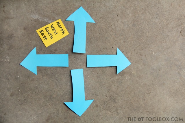 Teach kids directions and north, south, east, west using arrows and directionality concepts.