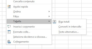 Riga totale Excel Riga totale